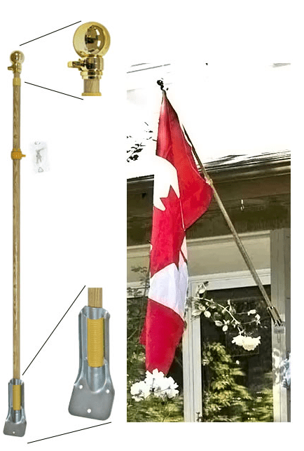 6' Telescopic Flagpole with Wall Bracket - Canadiana Flag