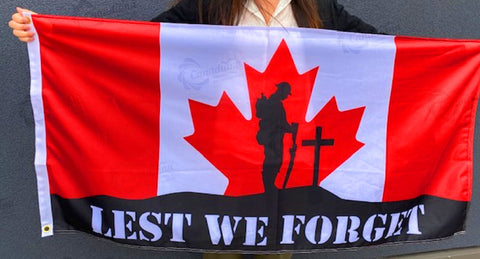 Remembrance Day Flag - Lest We Forget - Canadiana Flag