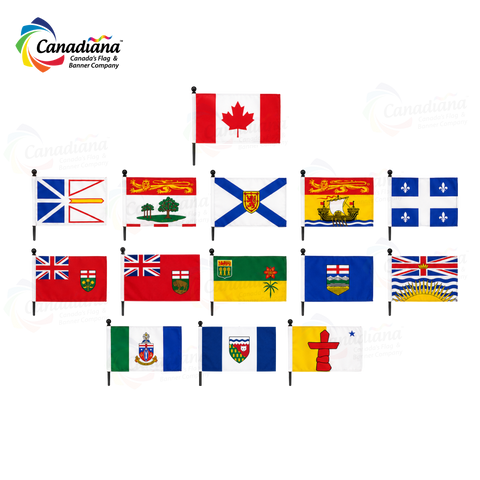 10” x 6” Canada Provincial & Territorial Flags SET - Canadiana Flag