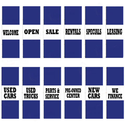 Blue Acid Dyed Tri-Panel Auto/Dealer Message Banner - Canadiana Flag
