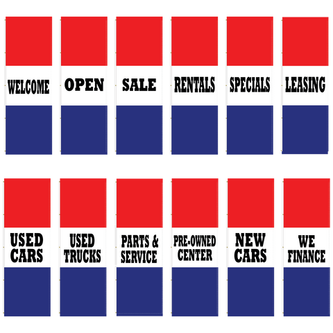 Red & Blue Acid Dyed Tri-Panel Auto/Dealer Message Banner - Canadiana Flag