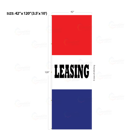 Red & Blue Acid Dyed Tri-Panel Auto/Dealer Message Banner - Canadiana Flag