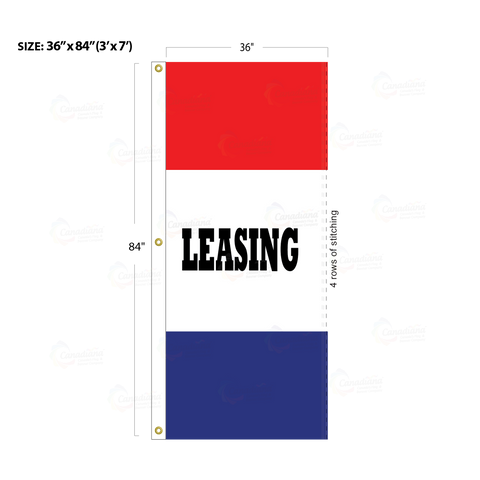 Red & Blue Acid Dyed Tri-Panel Auto/Dealer Message Banner - Canadiana Flag