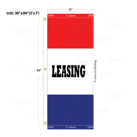 Red & Blue Acid Dyed Tri-Panel Auto/Dealer Message Banner - Canadiana Flag