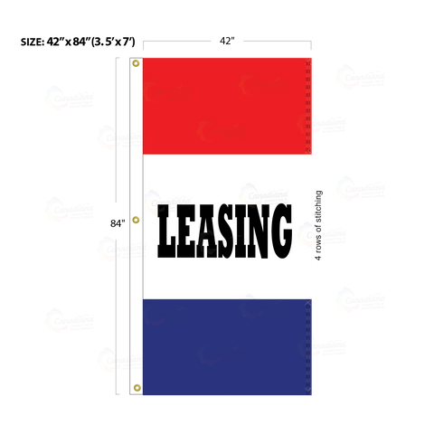 Red & Blue Acid Dyed Tri-Panel Auto/Dealer Message Banner - Canadiana Flag