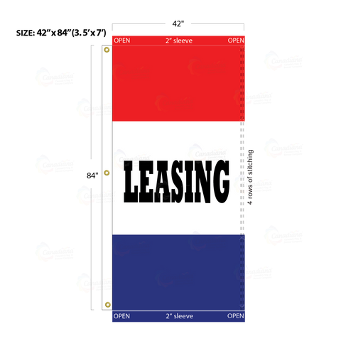 Red & Blue Acid Dyed Tri-Panel Auto/Dealer Message Banner - Canadiana Flag