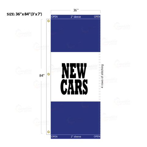 Blue Acid Dyed Tri-Panel Auto/Dealer Message Banner - Canadiana Flag