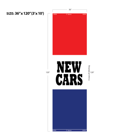 Red & Blue Acid Dyed Tri-Panel Auto/Dealer Message Banner - Canadiana Flag