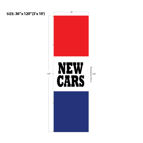 Red & Blue Acid Dyed Tri-Panel Auto/Dealer Message Banner - Canadiana Flag