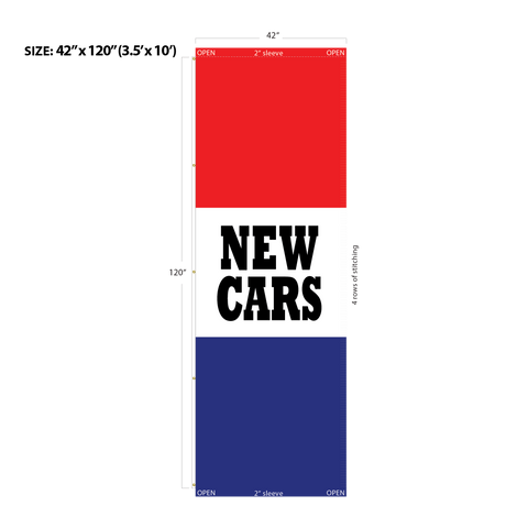 Red & Blue Acid Dyed Tri-Panel Auto/Dealer Message Banner - Canadiana Flag