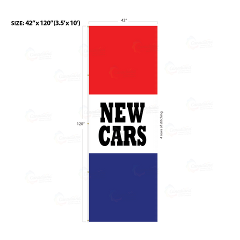 Red & Blue Acid Dyed Tri-Panel Auto/Dealer Message Banner - Canadiana Flag