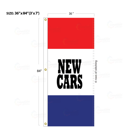 Red & Blue Acid Dyed Tri-Panel Auto/Dealer Message Banner - Canadiana Flag