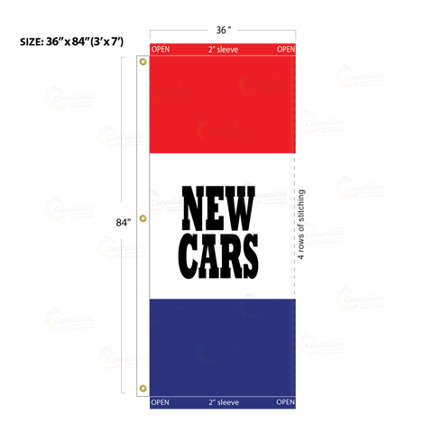 Red & Blue Acid Dyed Tri-Panel Auto/Dealer Message Banner - Canadiana Flag