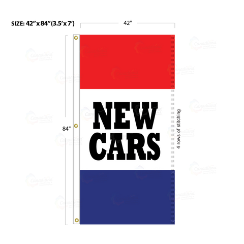 Red & Blue Acid Dyed Tri-Panel Auto/Dealer Message Banner - Canadiana Flag