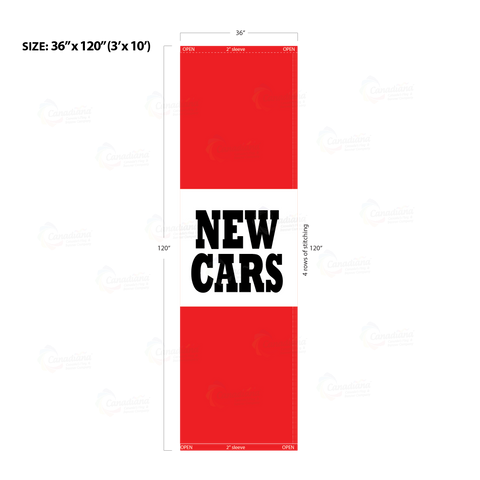 Red Acid Dyed Tri-Panel Auto/Dealer Message Banner - Canadiana Flag