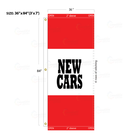 Red Acid Dyed Tri-Panel Auto/Dealer Message Banner - Canadiana Flag