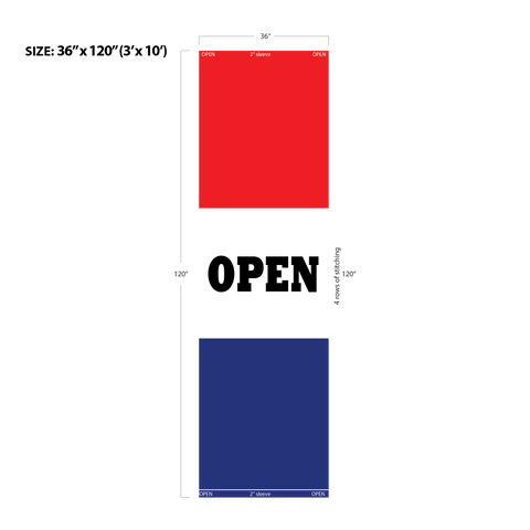 Red & Blue Acid Dyed Tri-Panel Auto/Dealer Message Banner - Canadiana Flag