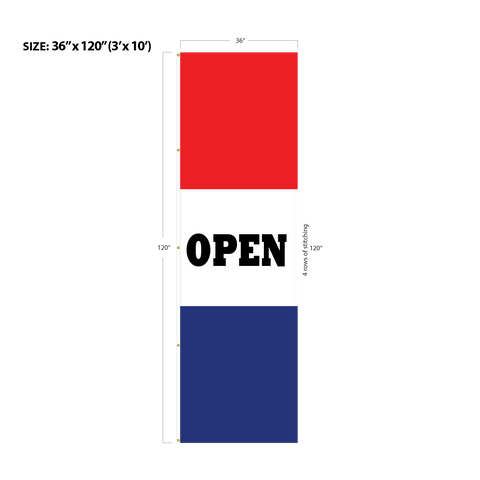 Red & Blue Acid Dyed Tri-Panel Auto/Dealer Message Banner - Canadiana Flag