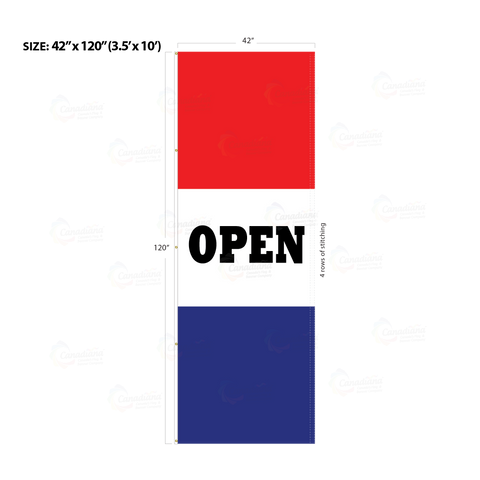 Red & Blue Acid Dyed Tri-Panel Auto/Dealer Message Banner - Canadiana Flag