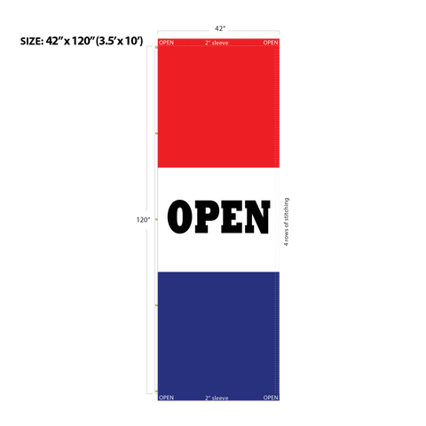 Red & Blue Acid Dyed Tri-Panel Auto/Dealer Message Banner - Canadiana Flag