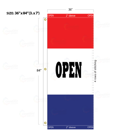 Red & Blue Acid Dyed Tri-Panel Auto/Dealer Message Banner - Canadiana Flag