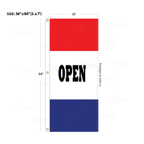 Red & Blue Acid Dyed Tri-Panel Auto/Dealer Message Banner - Canadiana Flag