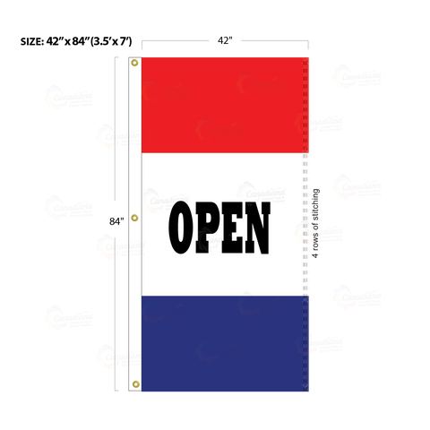 Red & Blue Acid Dyed Tri-Panel Auto/Dealer Message Banner - Canadiana Flag