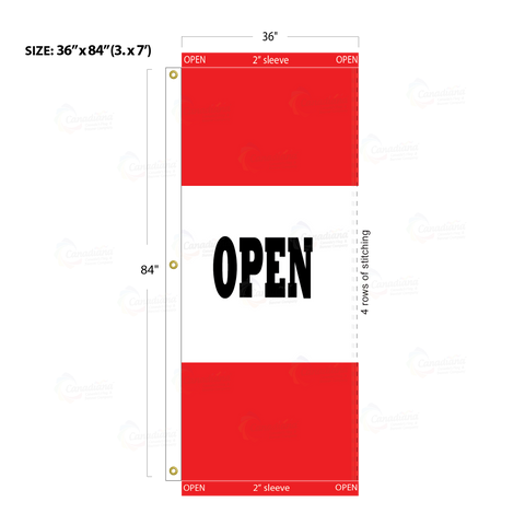 Red Acid Dyed Tri-Panel Auto/Dealer Message Banner - Canadiana Flag