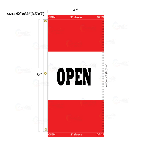 Red Acid Dyed Tri-Panel Auto/Dealer Message Banner - Canadiana Flag