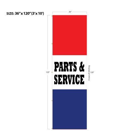 Red & Blue Acid Dyed Tri-Panel Auto/Dealer Message Banner - Canadiana Flag