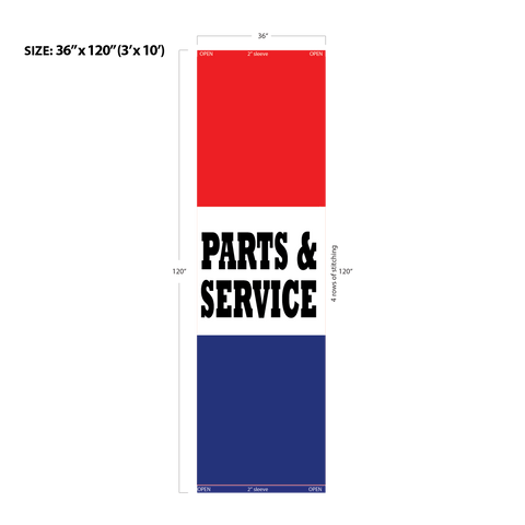 Red & Blue Acid Dyed Tri-Panel Auto/Dealer Message Banner - Canadiana Flag