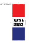 Red & Blue Acid Dyed Tri-Panel Auto/Dealer Message Banner - Canadiana Flag