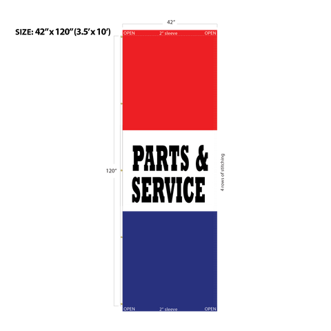 Red & Blue Acid Dyed Tri-Panel Auto/Dealer Message Banner - Canadiana Flag