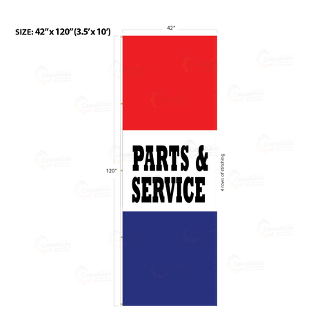 Red & Blue Acid Dyed Tri-Panel Auto/Dealer Message Banner - Canadiana Flag