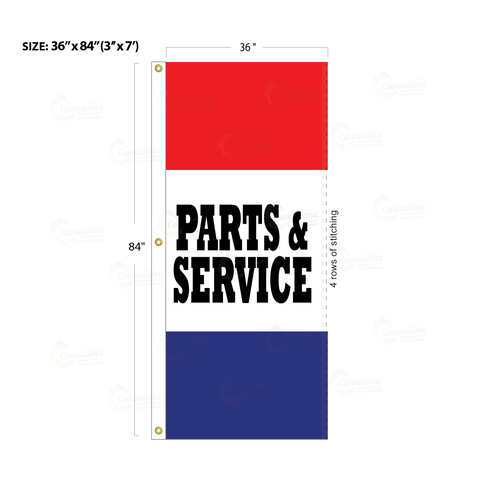 Red & Blue Acid Dyed Tri-Panel Auto/Dealer Message Banner - Canadiana Flag