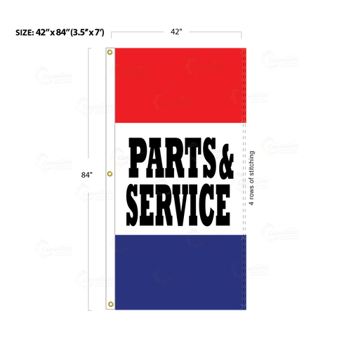 Red & Blue Acid Dyed Tri-Panel Auto/Dealer Message Banner - Canadiana Flag