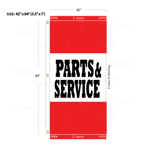 Red Acid Dyed Tri-Panel Auto/Dealer Message Banner - Canadiana Flag