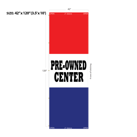 Red & Blue Acid Dyed Tri-Panel Auto/Dealer Message Banner - Canadiana Flag