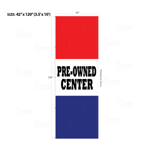 Red & Blue Acid Dyed Tri-Panel Auto/Dealer Message Banner - Canadiana Flag