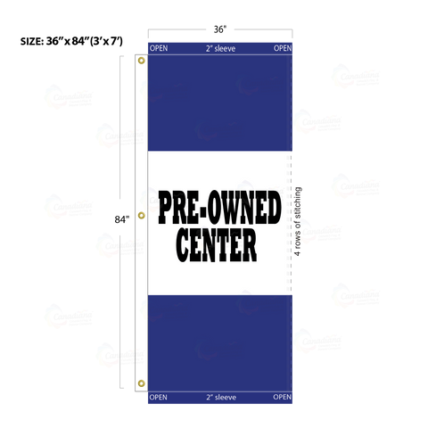 Blue Acid Dyed Tri-Panel Auto/Dealer Message Banner - Canadiana Flag