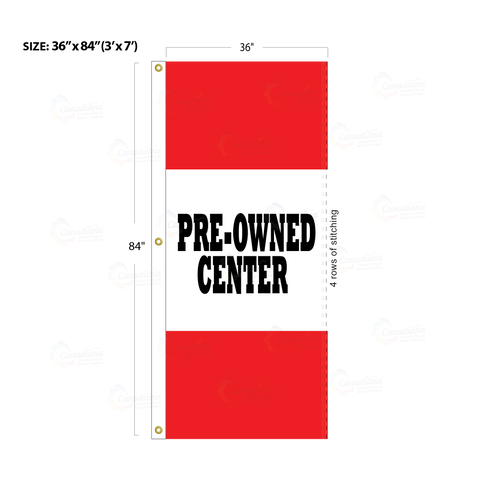 Red Acid Dyed Tri-Panel Auto/Dealer Message Banner - Canadiana Flag