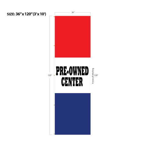 Red & Blue Acid Dyed Tri-Panel Auto/Dealer Message Banner - Canadiana Flag