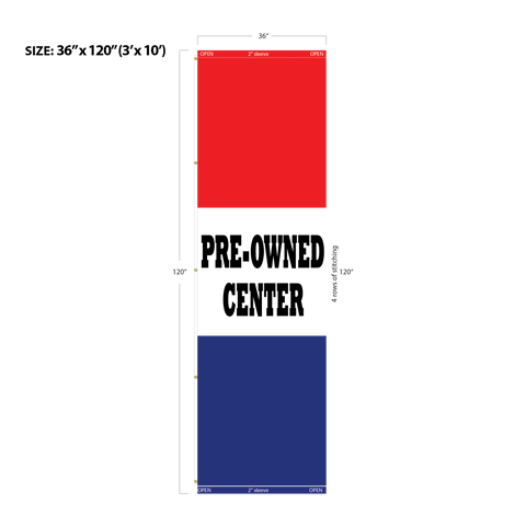 Red & Blue Acid Dyed Tri-Panel Auto/Dealer Message Banner - Canadiana Flag