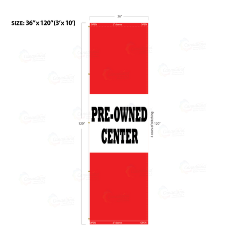 Red Acid Dyed Tri-Panel Auto/Dealer Message Banner - Canadiana Flag