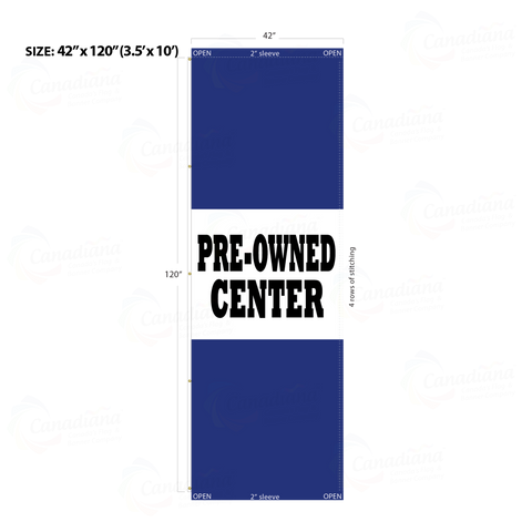 Blue Acid Dyed Tri-Panel Auto/Dealer Message Banner - Canadiana Flag