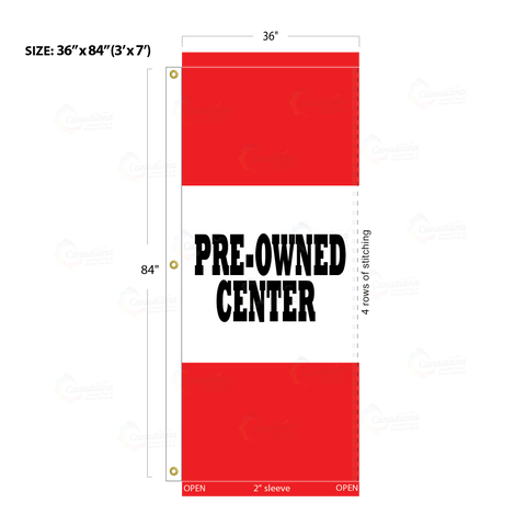 Red Acid Dyed Tri-Panel Auto/Dealer Message Banner - Canadiana Flag