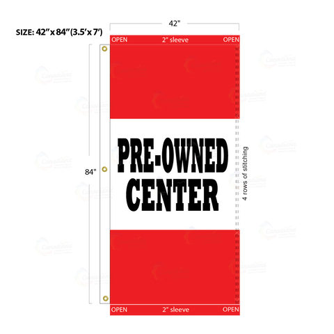 Red Acid Dyed Tri-Panel Auto/Dealer Message Banner - Canadiana Flag