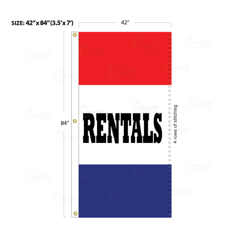 Red & Blue Acid Dyed Tri-Panel Auto/Dealer Message Banner - Canadiana Flag