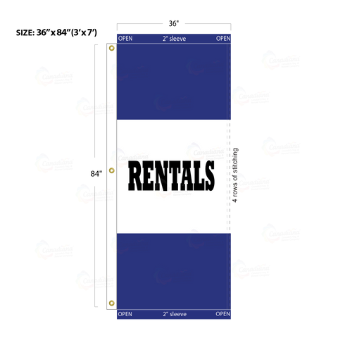 Blue Acid Dyed Tri-Panel Auto/Dealer Message Banner - Canadiana Flag