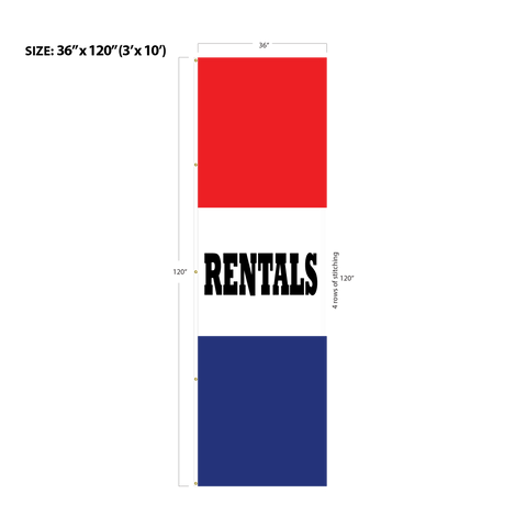 Red & Blue Acid Dyed Tri-Panel Auto/Dealer Message Banner - Canadiana Flag